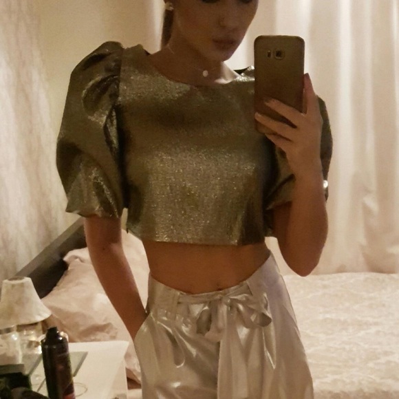 Zara Metallic Crop Top - Picture 1 of 9
